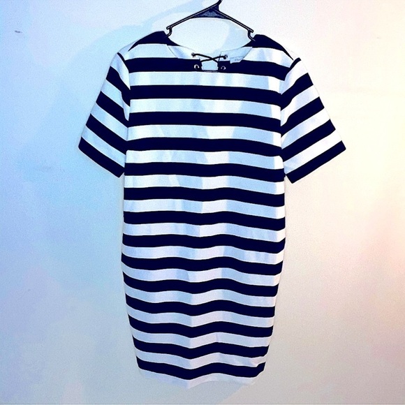 FRNCH Nautical Classics Ladies Stripe Boxy Tee Dress Black white size M pocket - Picture 2 of 9